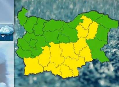 Жълт код за валежи в 12 области