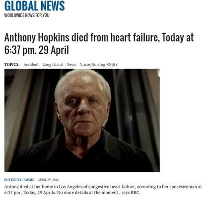 US сайтове убиха Антъни Хопкинс!