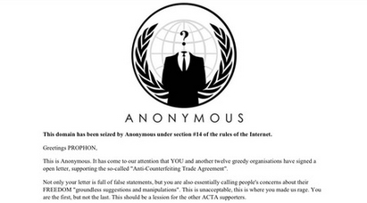 Anonymous се ядосаха на българската организация ПРОФОН, подкрепила ACTA и хакнаха сайта й