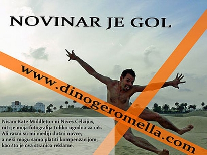 Хърватски журналист протестира чисто гол на плакат