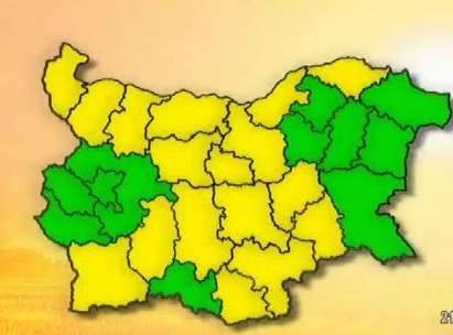 Жълт код за 17 области, най-голяма е опасността от пожари в Югоизточна и Северна България