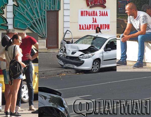 Пежо се натресе в джип Нисан на светофара на бул."Христо Ботев" и ул."Фердинандова"(СНИМКИ)