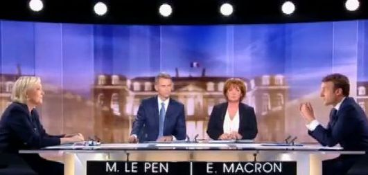 Лют скандал на дебата между Льо Пен и Макрон