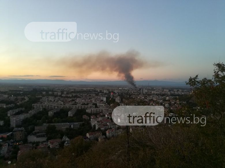 Огромен пожар в Пловдив, 10-метрови пламъци изплашиха жителите на най-големия комплекс (ВИДЕО)