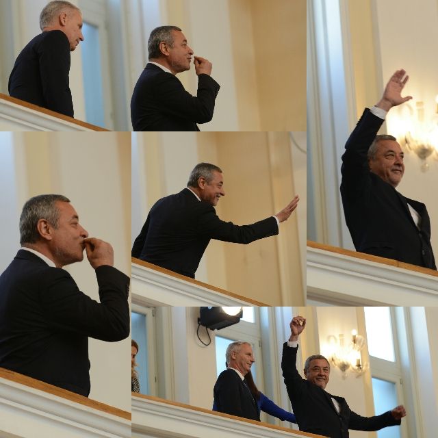 Валери Симеонов праща въздушни целувки от балкона на НС! Май са за Цвета Караянчева