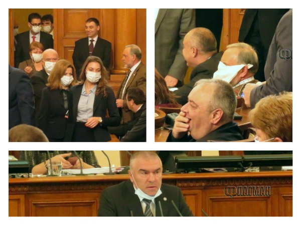 Цирк: Депутати си сложиха аптекарски маски и парцали на лицата (СНИМКИ)