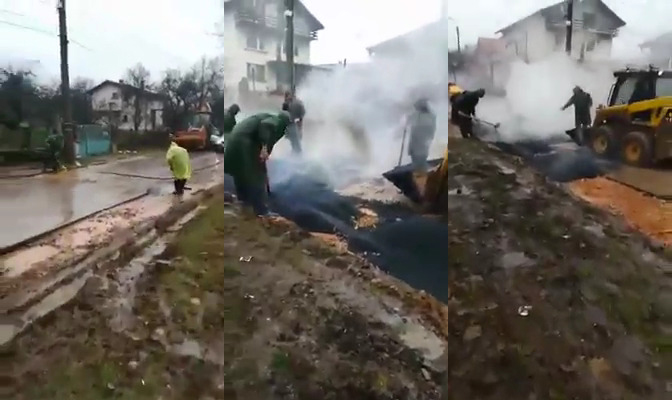 Вижте как потъват хиляди левове в калта вместо да се полага асфалт