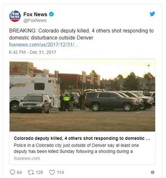 Полицай загина при стрелба в щата Колорадо, убиха нападателя