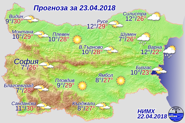 БАН: Слънчево и топло в понеделник, следобед може да повали