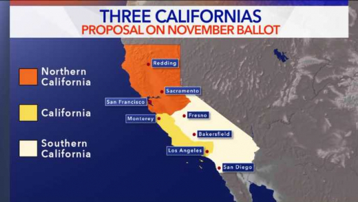 Калифорния се цепи на 3 щата, референдумът ще се проведе на 6 ноември 2018