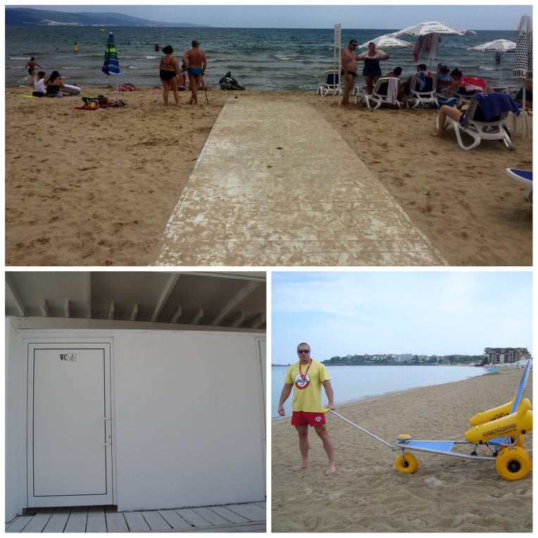 Безплатни чадъри и шезлонги за туристи с увреждания на Южния плаж в Слънчев бряг