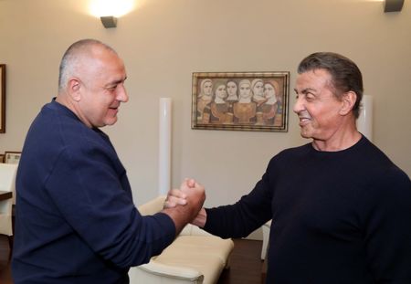 Бойко Борисов посрещна Силвестър Сталоун в Министерски съвет, двамата си раздават крошета