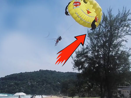На косъм от смъртта! Силен вятър заби парашутисти в дърво край Каваците, вижте ексклузивно видео