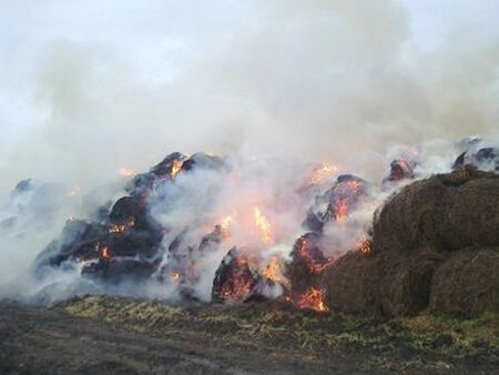 Ужас в Карнобатското с. Черница! Пожар изпепели над 800 бали сено