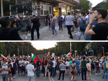 Част от протеста срещу властта се насочи и към БНТ, сблъсъци пред Министерски съвет (допълнена)