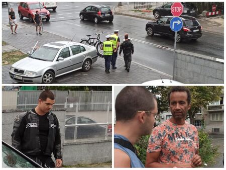 Германец с Шкода сече пътя на моторист в центъра на Бургас