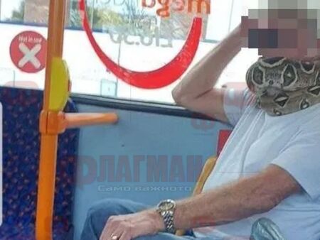 Чешит използва змия вместо маска, за да пътува с автобус