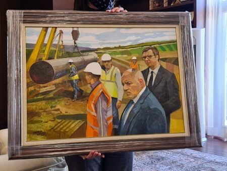 Борисов подари картина от строежа на Балкански поток на сръбския премиер Александър Вучич