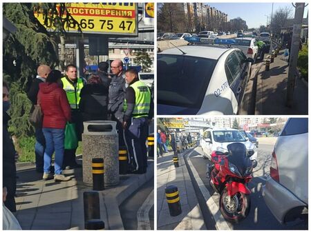 Извънредно! Моторист е в болница след зрелищна каскада на "Трапезица"