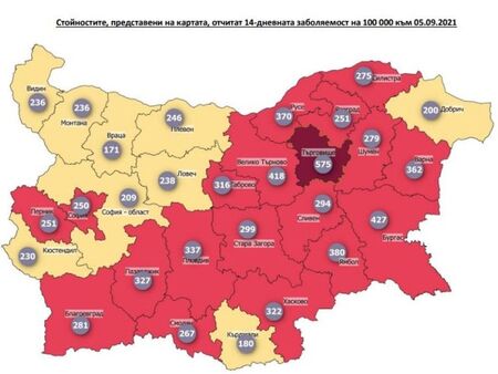 Търговище е вече в „тъмночервената зона“, Бургас е на ръба