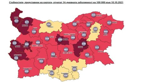 Една трета от България вече е в тъмночервено