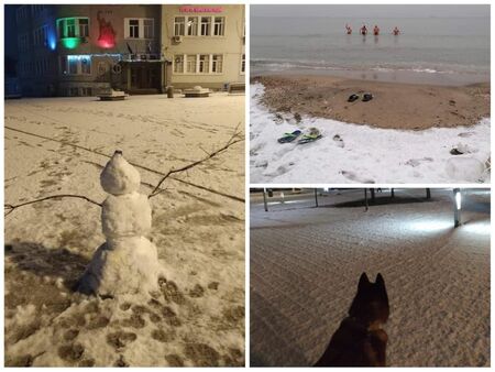Всеобща еуфория в Бургас, стигна ни снегът за цял снежен човек