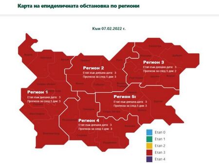 COVID картата на България: Цялата страна се оцвети в червено