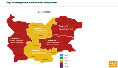 COVID картата на България: Още един регион се оцвети в жълто