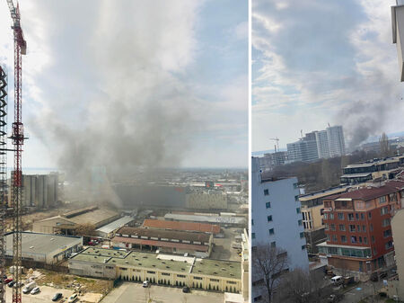 Пожар задими част от бургаския жк „Славейков“, гори терен край мола