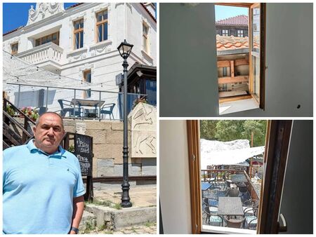 Новият собственик на емблематичната сграда за Созопол Румен Караманов (на снимката вляво) алармира Министерството на културата за нарушената фасада