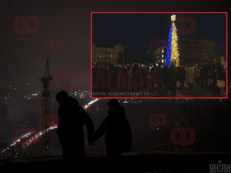 Коледно чудо в Киев: Ток няма, но елха грейна в светлина