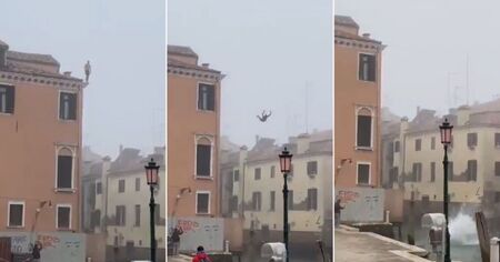 Венеция издирва "глупак", скочил от триетажна сграда в канал