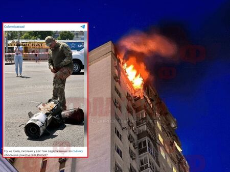 Жилищен блок в Киев в пламъци след ракетна атака, има загинали и ранени