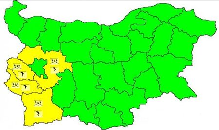 Сряда: Жълт код за валежи , бури и градушки в Югозапада