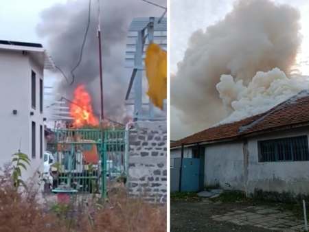 Огромен пожар на Пети километър в Бургас, гори работилница (ВИДЕО)