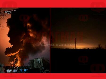 Огромен пожар край Харков, дронове атакуват и Одеса