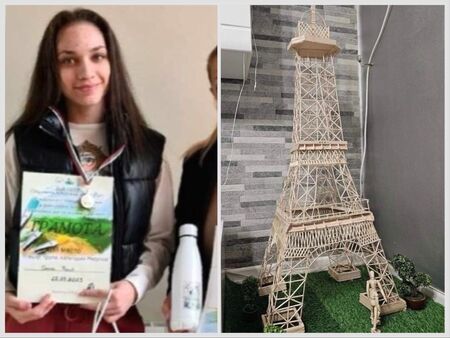 Ученичка от Айтос „построи“ Айфеловата кула от дървени пръчици