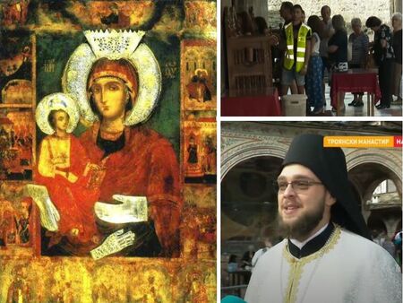 Стотици вярващи в Троянския манастир, молят се пред чудотворната икона на  Света Богородица