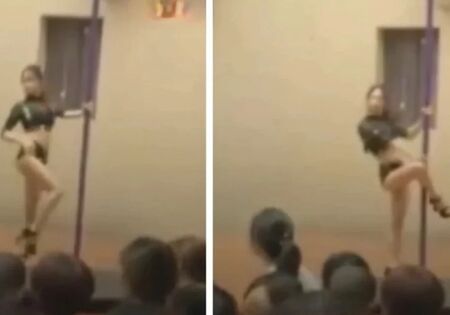Стриптийзьорка изпълни танц на пилон в детска градина