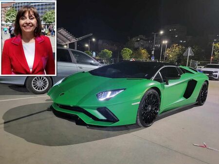 Синът на Миглена Ангелова зад волана на ламборгинито, ескортирано от полиция