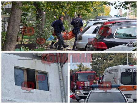 Извънредно! Полицаи изнесоха с носилка мъж от горящ апартамент в ж.к."Славейков" (СНИМКИ)