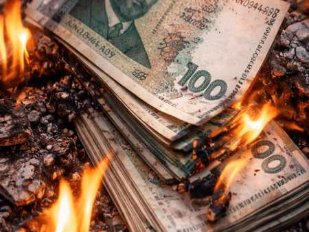 Човекът е крил парите си в гардероб където има дрехи посипани с