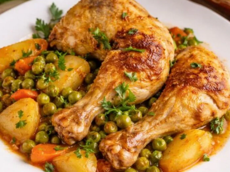 Пилешки бутчета с картофи и грах в гювеч – класическа рецепта за почивните дни у дома