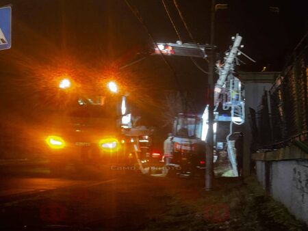 Лек автомобил с младо семейство се удари в електрически стълб