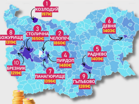 В Топ 10 за 2024 година влизат общини със силно развита