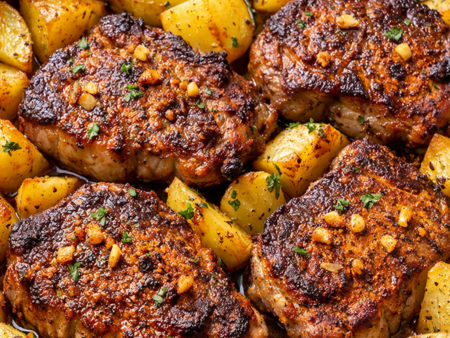 Свински пържоли на фурна с картофи - сочна и лесна домашна рецепта