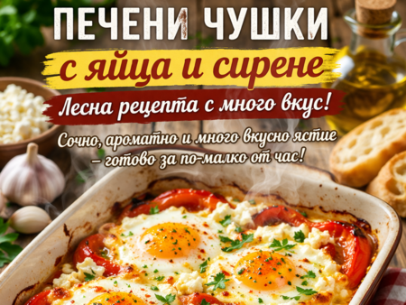 Печени чушки с яйца и сирене - лесна рецепта с много вкус