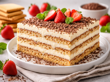 Бисквитена торта с крем - лесна домашна рецепта без печене