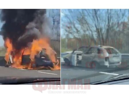 Ексклузивни кадри от горящата кола край Сарафово