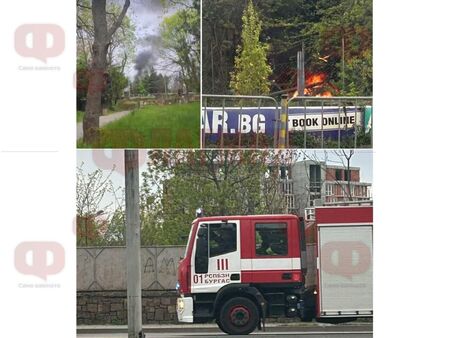 Пожар до Колодрума в Бургас, горят дървета